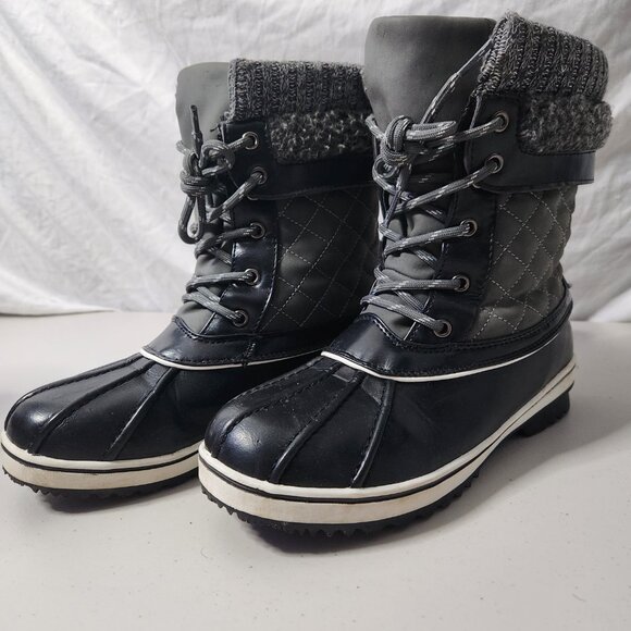 Dream Pairs Women's Insulated Duck Boots - Size 8 - Black/Gray, Water Resistant - Picture 2 of 7
